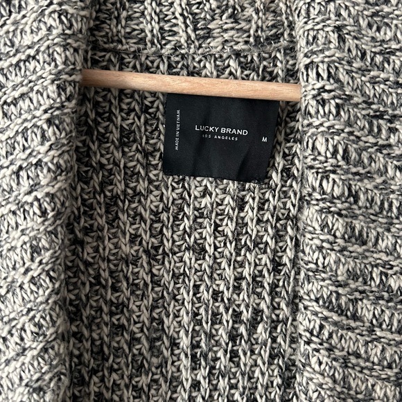 Lucky Brand Black and White Knit Cardigan Long Duster - Picture 2 of 4